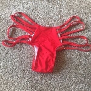 NWOT red strappy bikini bottoms